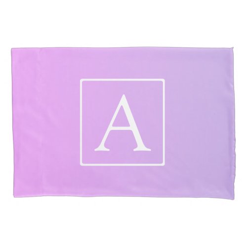 Simple Monogram  Subtle PinkPurple Ombre Pillow Case