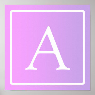 Simple Monogram Subtle Pink/Purple Ombre Poster