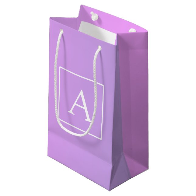 Simple Monogram | Subtle Pink/Purple Ombre Small Gift Bag (Front Angled)
