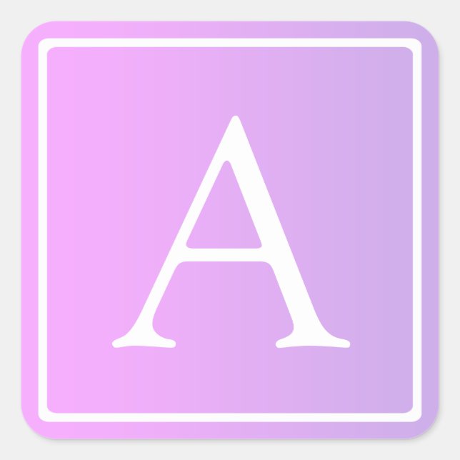 Simple Monogram | Subtle Pink/Purple Ombre Square Sticker (Front)