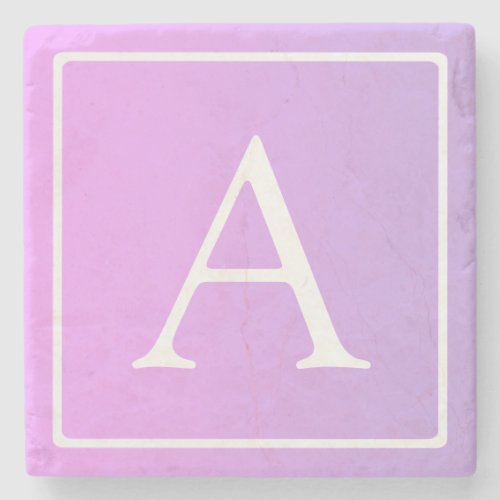 Simple Monogram  Subtle PinkPurple Ombre Stone Coaster