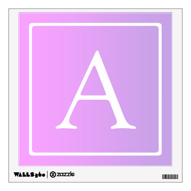 Simple Monogram | Subtle Pink/Purple Ombre Wall Decal (Front)