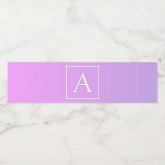 Simple Monogram | Subtle Pink/Purple Ombre Water Bottle Label (Single Label)