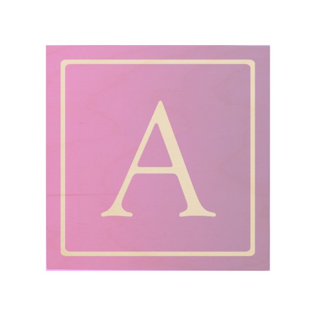 Simple Monogram | Subtle Pink/Purple Ombre Wood Wall Art (Front)
