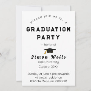 Simple Monogram Text graduation party Invitation