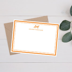 Simple Monogram Thin & Thick Border Note Card