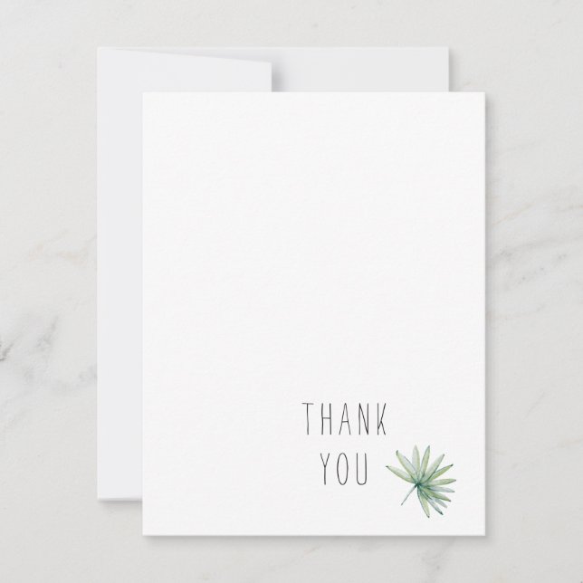 Simple Monogram Tropical Blank Thank You Note Card (Front)