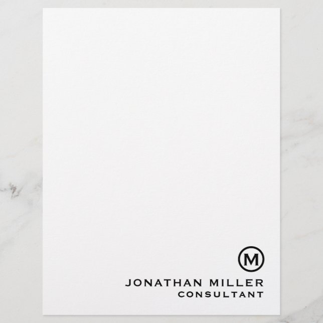 Simple Monogram Typographic Name Title Letterhead (Front)