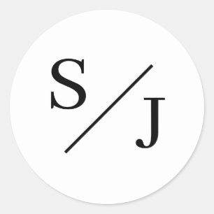 Simple Monogram Wedding Classic Round Sticker