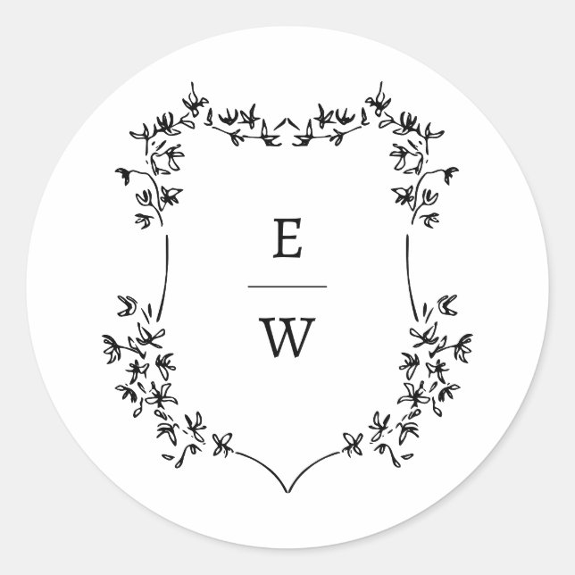 Simple Monogram Wedding Envelope Sticker (Front)