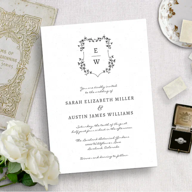 Simple Monogram Wedding Invitation 