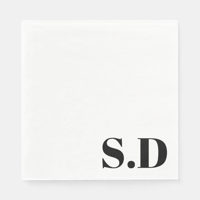 Simple Monogram Wedding | Personalized Initials Napkins (Front)