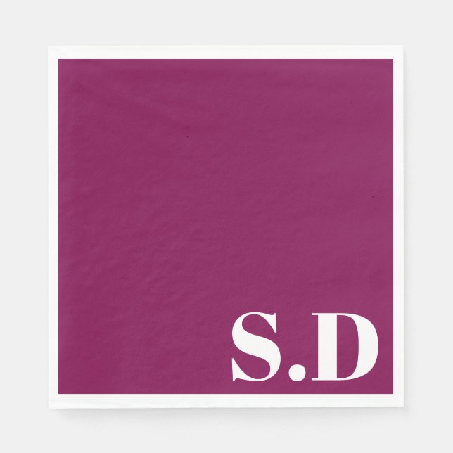 Simple Monogram Wedding | Personalized Initials Napkins (Front)