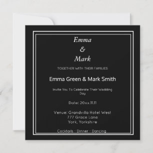 Simple Monogram Wedding Square Invitation