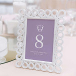 Simple Monogram Wedding Table Number Cards<br><div class="desc">Add a chic, modern touch to your wedding reception with these elegant wedding table numbers. Featuring a stylish monogram crest with the bride and groom’s initials, names, and wedding date, this design showcases simple yet sophisticated typography on a soft lavender purple background. Personalize the template fields with your details, or...</div>