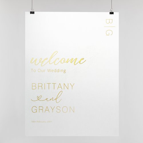 Simple Monogram Wedding Welcome Foil Prints