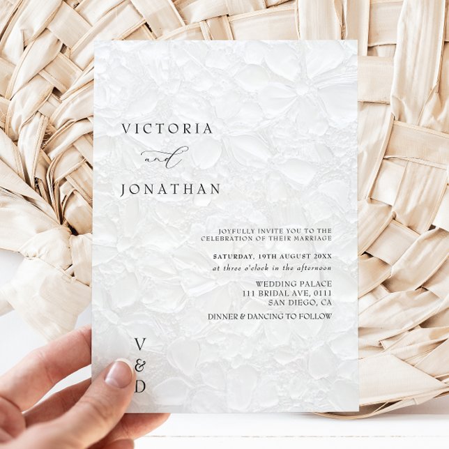  Simple Monogram White Wedding Invitation (Creator Uploaded)