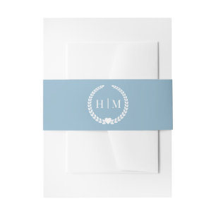Simple Monogram Winter Sky Blue Invitation Belly Band