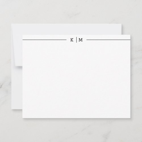 Simple Monogram with Black Lines Custom Note Card