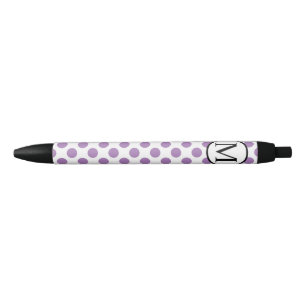Simple Monogram with Lavender Polka Dots Pen