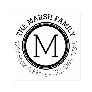Simple Monogram with Name and Return Address Self-inking Stamp