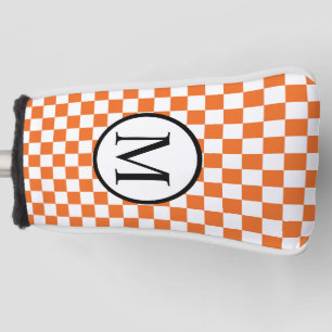Simple Monogram with Orange Checkerboard Golf Head Cover