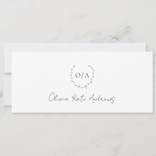 Simple Monogram Wreath Elegant Gift Certificate (Front)
