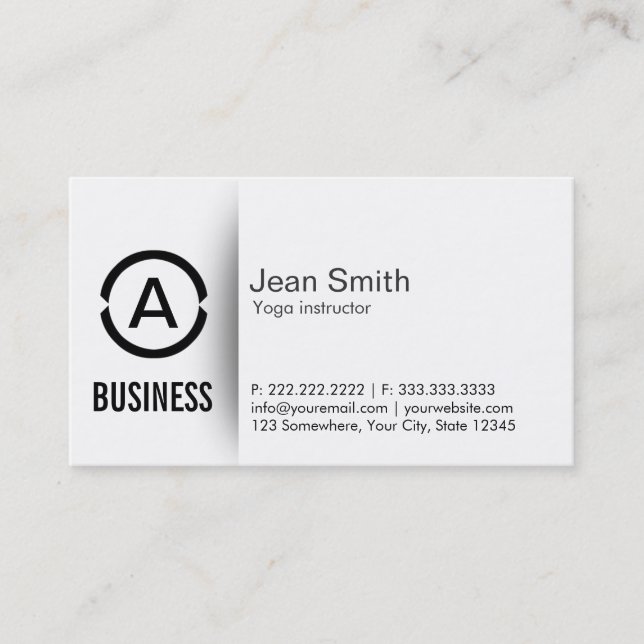 Simple Monogram Yoga instructor Business Card (Front)