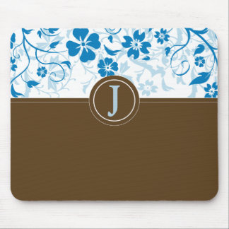 Simple Monogrammed Baby Blue Mousepad