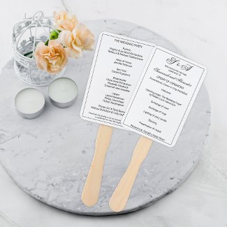 Simple Monogrammed Black and White Wedding Program