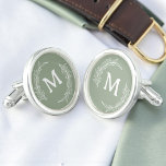 Simple Monogrammed Botanical For Groomsmen Sage Cufflinks<br><div class="desc">Make your groomsmen feel special with our Simple Monogrammed Botanical Cufflinks in a charming sage color. These cufflinks are the perfect personalized touch for your wedding day.</div>