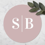 Simple Monogrammed Dusty Mauve Pink Wedding Classic Round Sticker<br><div class="desc">Simple Monogrammed Dusty Mauve Pink Wedding Stickers. This modern minimal design is simple classic and elegant with a plain solid background color and a pretty modern font. Shown in the new Colorway. Available in several color options, or feel free to edit the colors from within the editor (click customize further...</div>