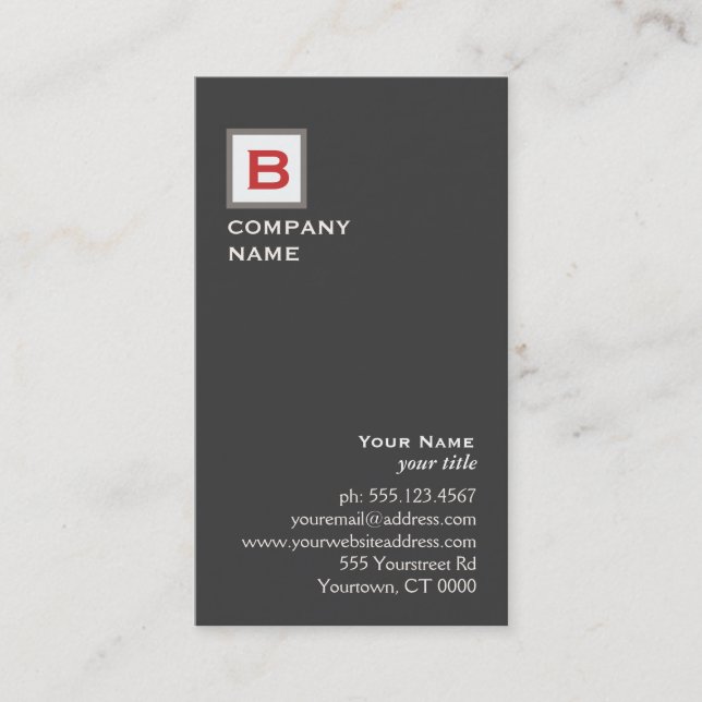 Simple Monogrammed Executive Business Card (Front)
