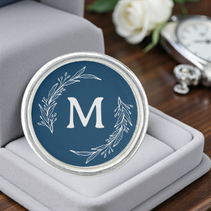 Simple Monogrammed For Groomsmen Dark Teal Cufflinks