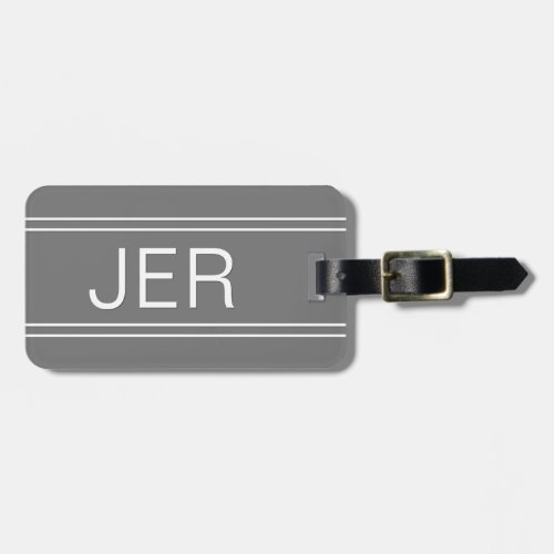 Simple Monogrammed Modern Stylish Gray Travel Luggage Tag