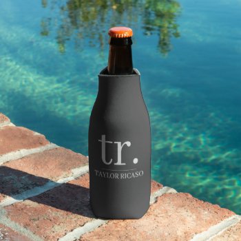 Simple Monogrammed Name Personalized Bottle Cooler by Ricaso at Zazzle