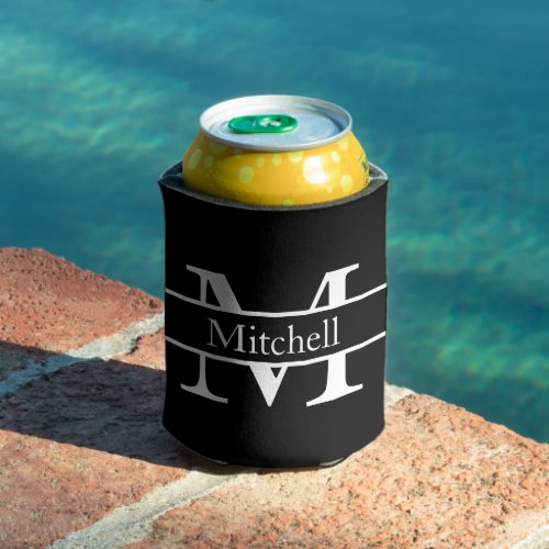 Simple Monogrammed Name Personalized Can Cooler