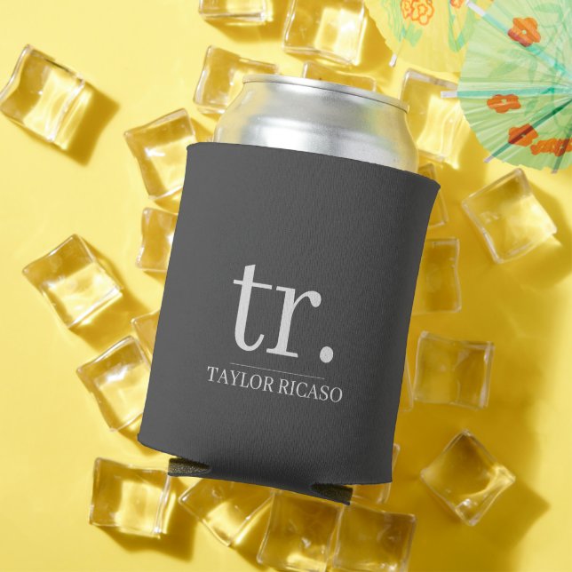Simple Monogrammed Name Personalized Can Cooler (In Situ Summer)