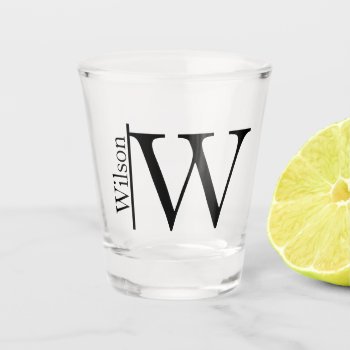 Simple Monogrammed Name Personalized Shot Glass by Ricaso at Zazzle