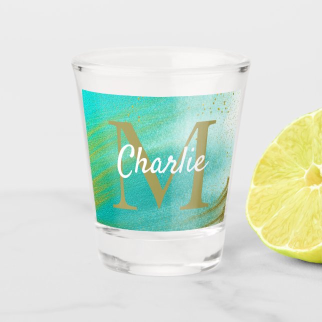 Simple Monogrammed Name Personalized Shot Glass (Front)