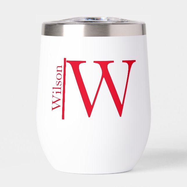 Simple Monogrammed Name Personalized Thermal Wine Tumbler (Front)