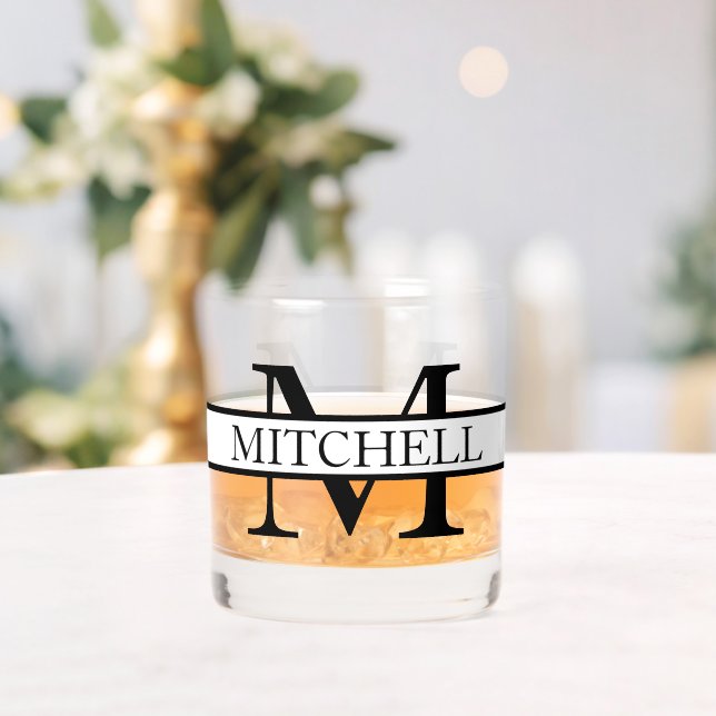 Simple Monogrammed Name Personalized Whiskey Glass (Insitu (Wedding))