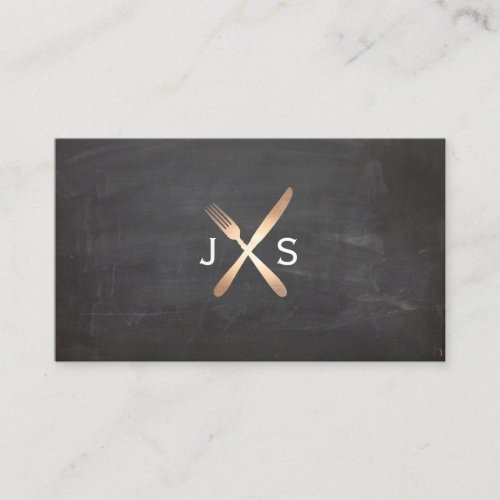 Simple  Monogrammed Personal Chef Catering Black Business Card