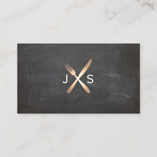 Customizable Simple  Monogrammed Personal Chef Catering Black Business Cards