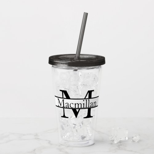 Simple Monogrammed Personalized Acrylic Tumbler
