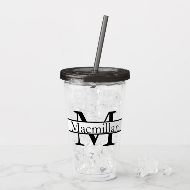 Simple Monogrammed Personalized Acrylic Tumbler (Back Ice)