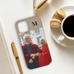 Simple Monogrammed Portrait Photo Beige Brown iPhone 12 Pro Case