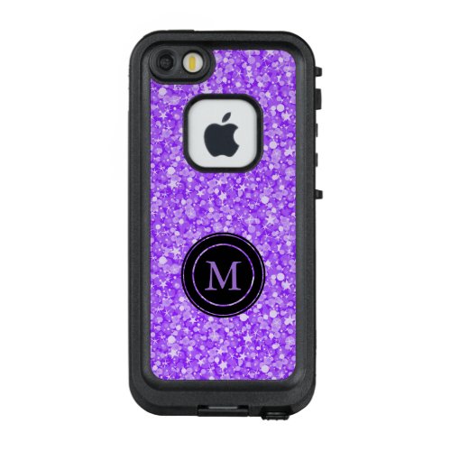 Simple Monogrammed Purple Glitter LifeProof FRĒ iPhone SE55s Case