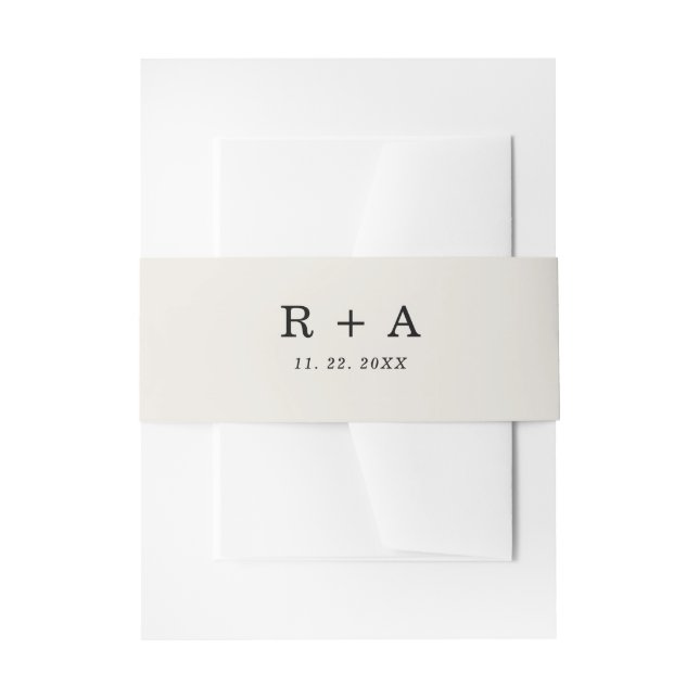 Simple Monogrammed Rustic Boho Wedding Matching Invitation Belly Band (Front Example)