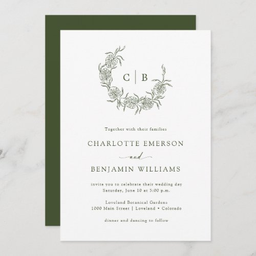 Simple Monogrammed Wedding Invitation